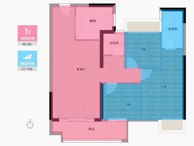 福建省-南平市-碧桂园珑樾台-71.74-户型库-动静分区