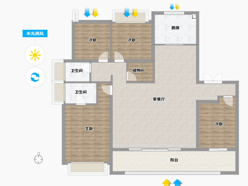 江苏省-扬州市-天珺源璟-140.81-户型库-采光通风