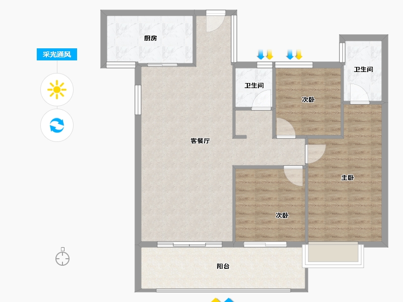 福建省-南平市-御景华府-93.67-户型库-采光通风