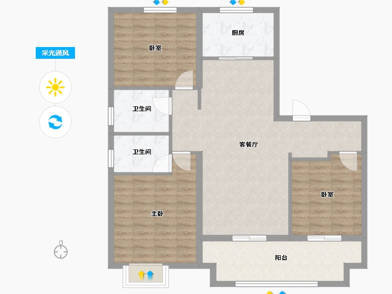 河南省-三门峡市-嵩基如意府-98.57-户型库-采光通风