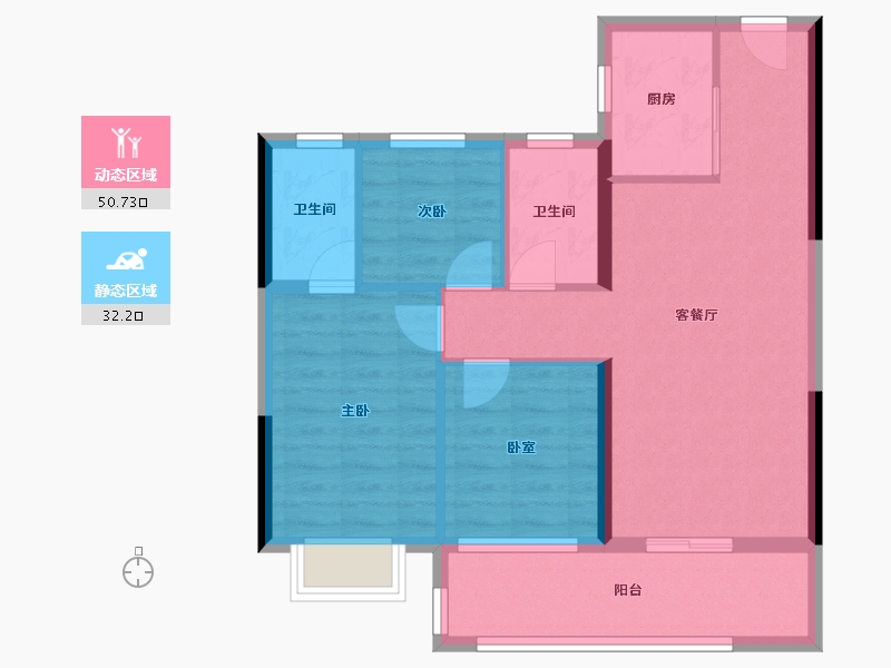 湖北省-黄石市-磁湖璟悦-73.97-户型库-动静分区