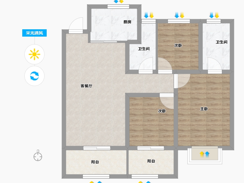 内蒙古自治区-呼和浩特市-城中九著-81.00-户型库-采光通风