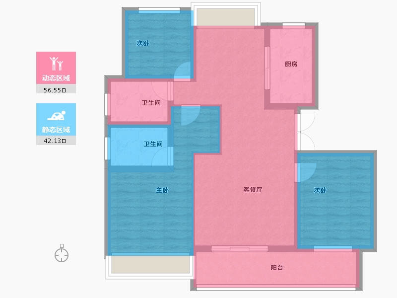 浙江省-衢州市-东旺君悦澜湾-87.60-户型库-动静分区