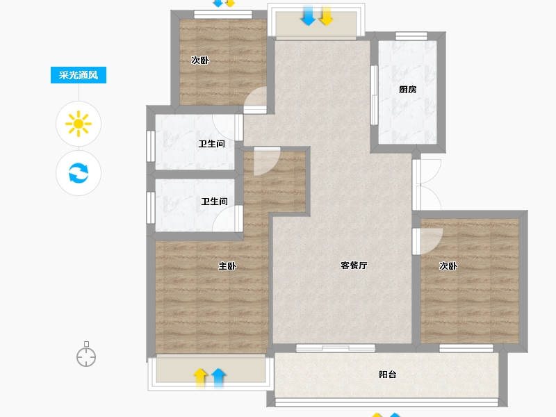 浙江省-衢州市-东旺君悦澜湾-87.60-户型库-采光通风