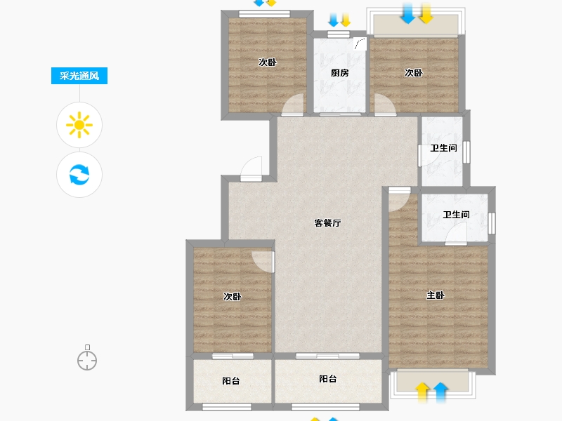 江苏省-扬州市-天珺源璟-110.41-户型库-采光通风