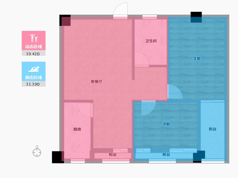 湖北省-宜昌市-鑫源人才公寓-63.36-户型库-动静分区