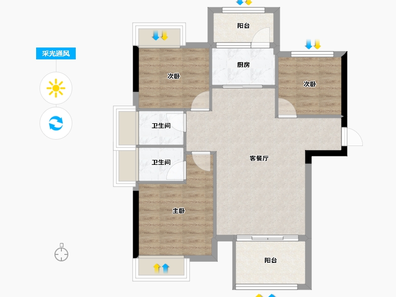 福建省-南平市-恒华央著-72.86-户型库-采光通风