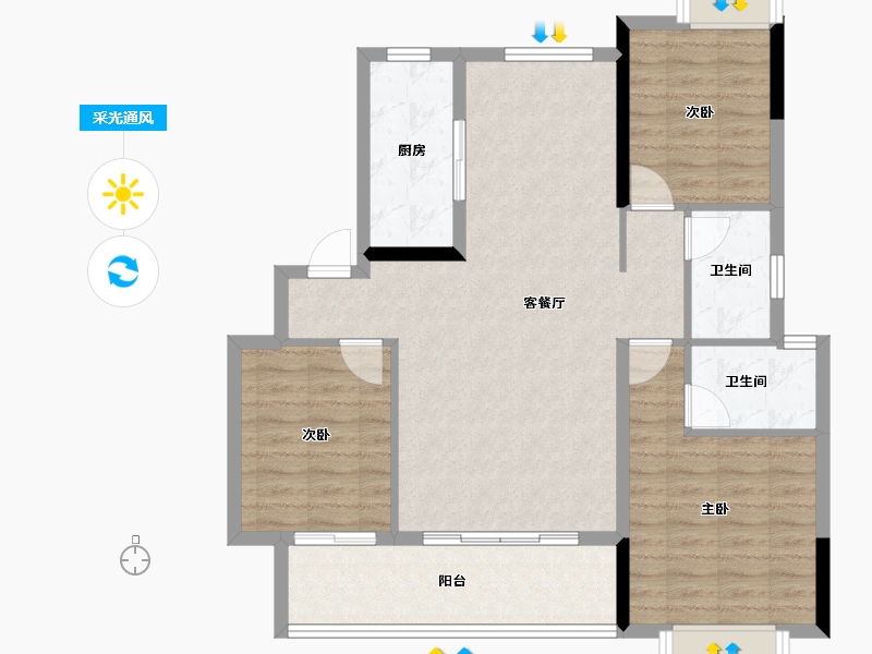 江西省-赣州市-美的·君兰半岛-96.80-户型库-采光通风