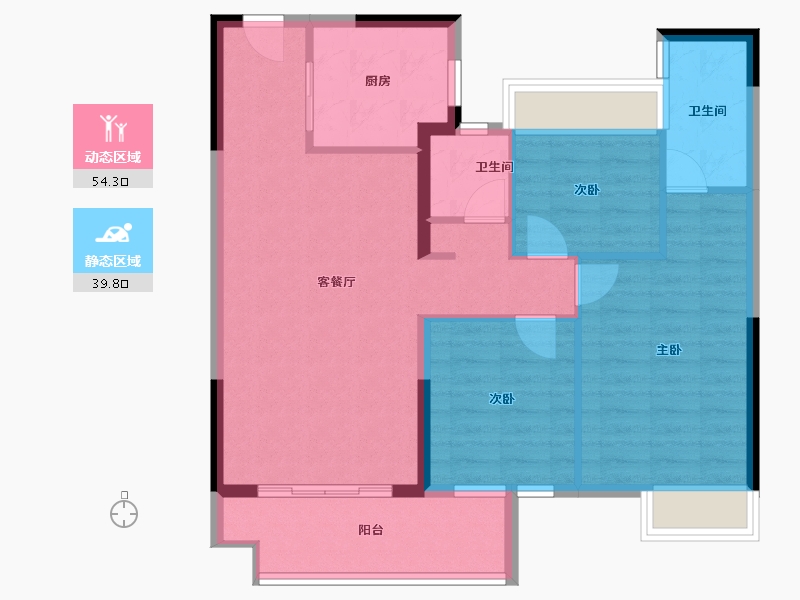 福建省-南平市-碧桂园珑樾台-84.67-户型库-动静分区