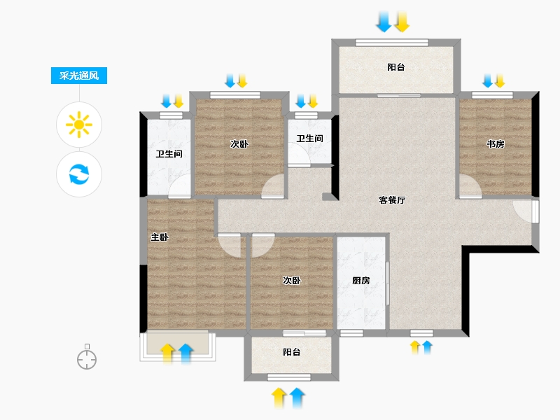 湖北省-宜昌市-公园大观-102.82-户型库-采光通风