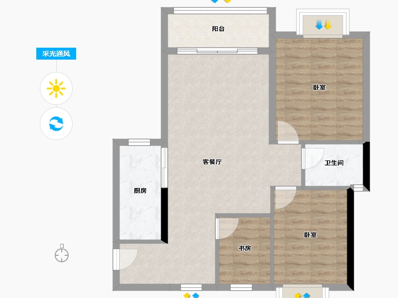 四川省-绵阳市-宏建·中心广场-73.88-户型库-采光通风