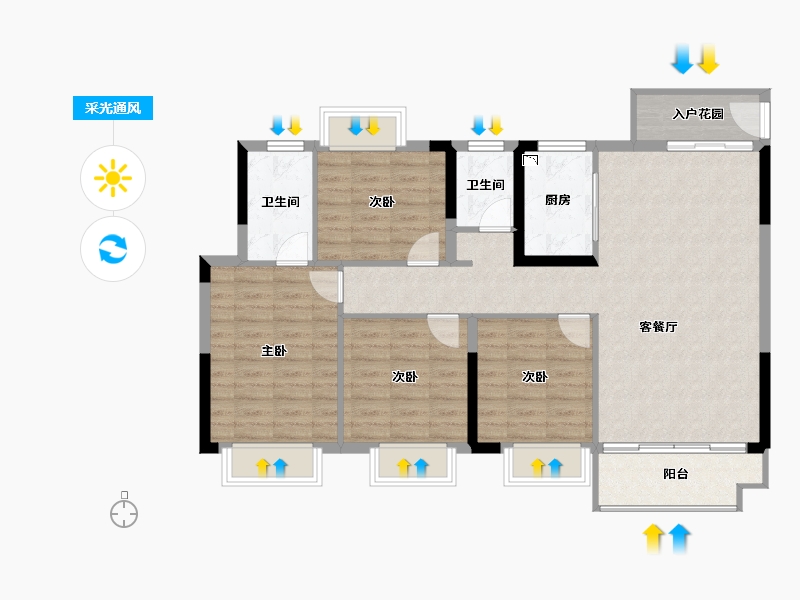 江西省-吉安市-东瑞公园学府-102.40-户型库-采光通风