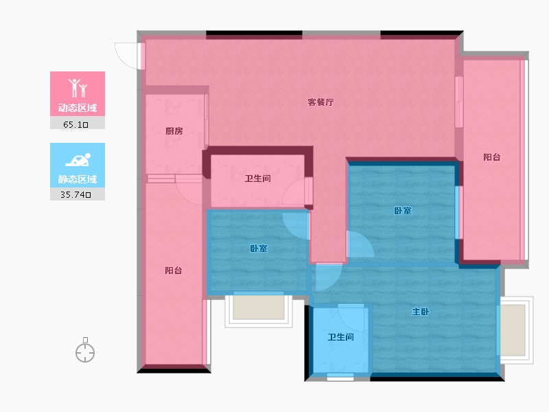 贵州省-铜仁市-优图宝润国际-89.32-户型库-动静分区