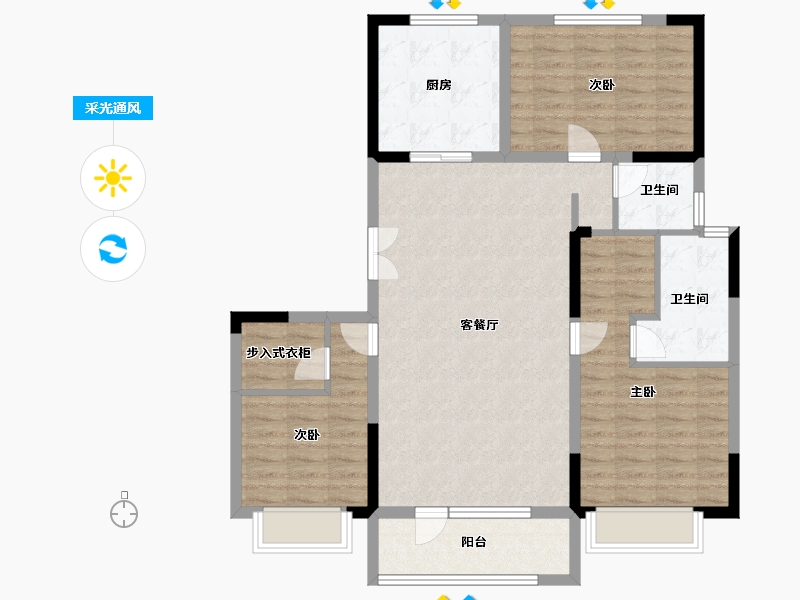 山东省-日照市-山钢·龙樾-104.00-户型库-采光通风