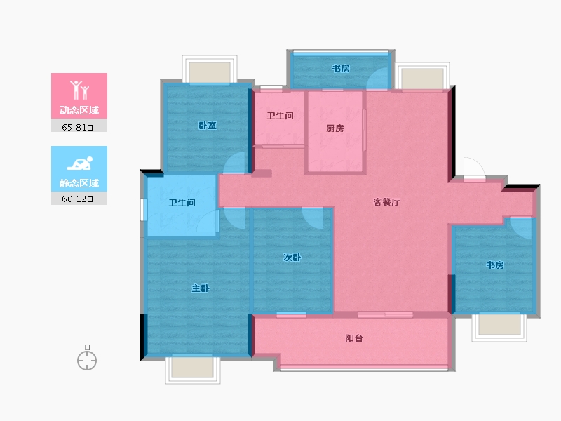 贵州省-铜仁市-天辰玖悦府-113.60-户型库-动静分区