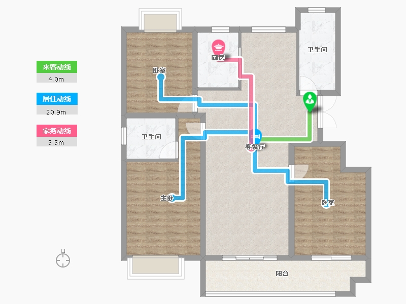 安徽省-蚌埠市-山水文园-108.64-户型库-动静线