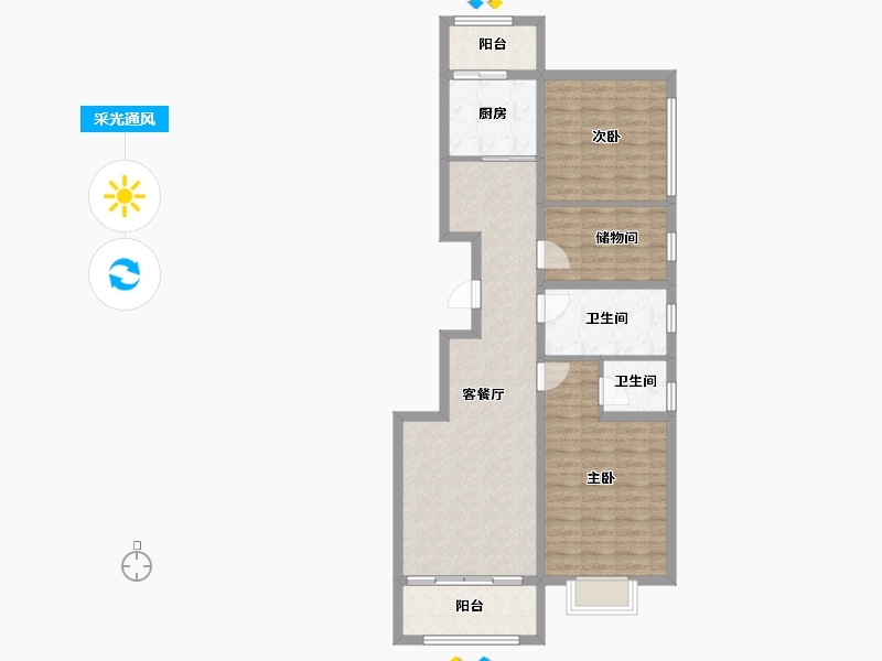 陕西省-榆林市-万泰紫郡-92.19-户型库-采光通风