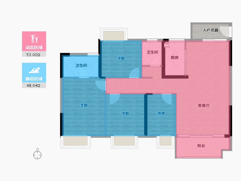 江西省-吉安市-东瑞公园学府-95.20-户型库-动静分区