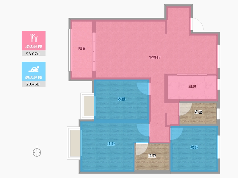 河北省-邢台市-银基悦蓝湾-95.25-户型库-动静分区