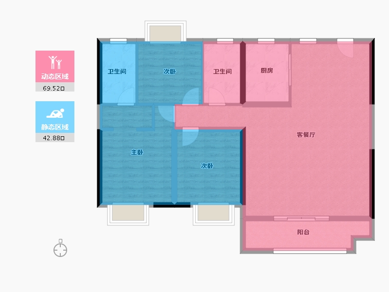 湖北省-宜昌市-福星惠誉金色华府-101.30-户型库-动静分区