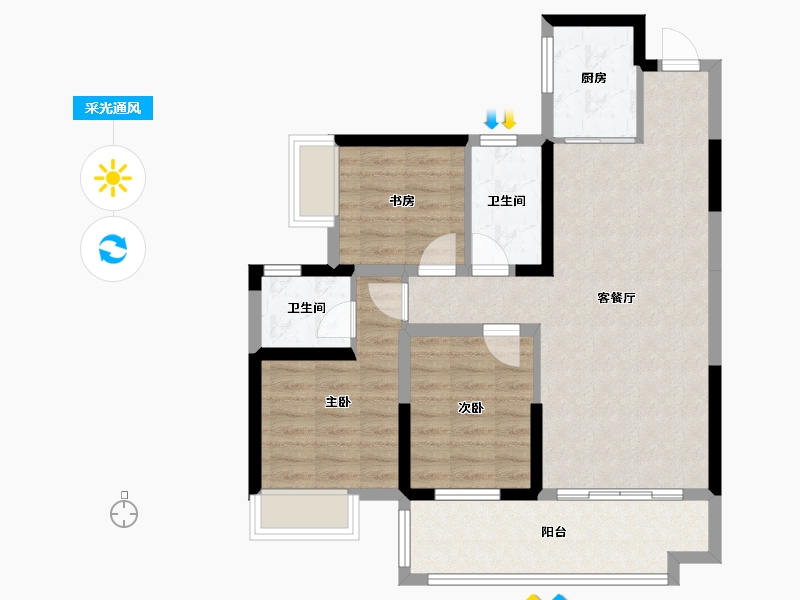 广西壮族自治区-梧州市-彰泰城-93.00-户型库-采光通风