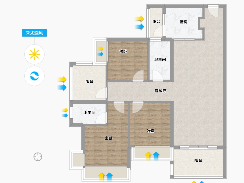 广东省-湛江市-湛江爱琴海国际广场-93.61-户型库-采光通风