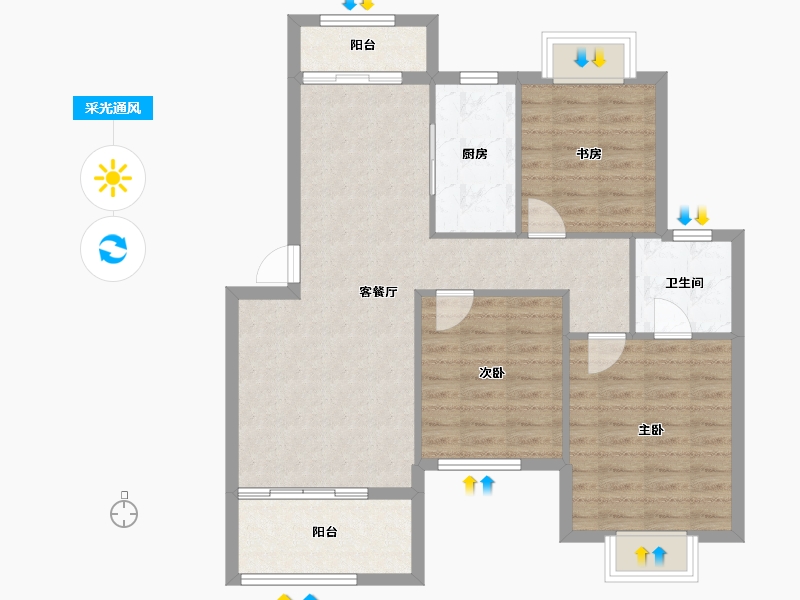 江西省-吉安市-东山金色海岸-84.55-户型库-采光通风