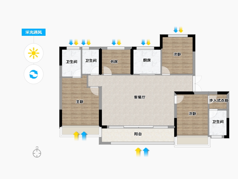 浙江省-丽水市-国鸿大诚翡翠滨江-113.23-户型库-采光通风