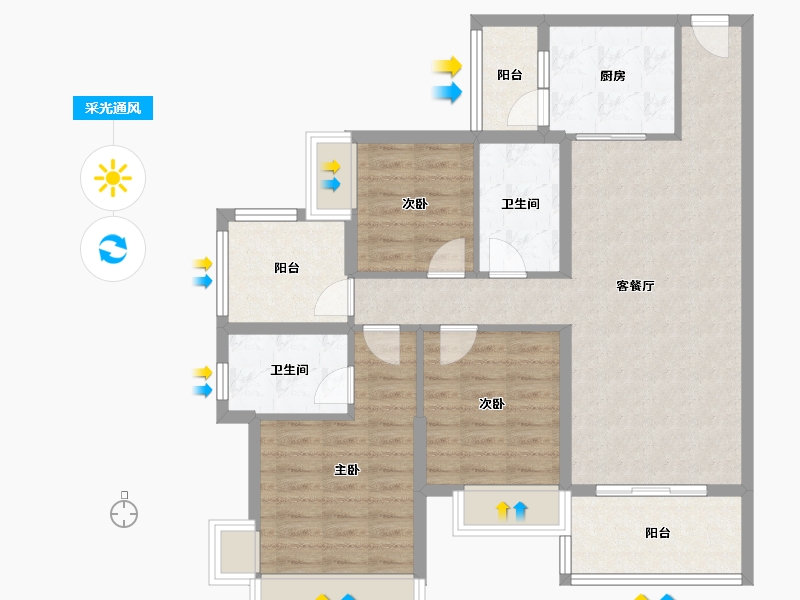 广东省-湛江市-湛江爱琴海国际广场-93.61-户型库-采光通风