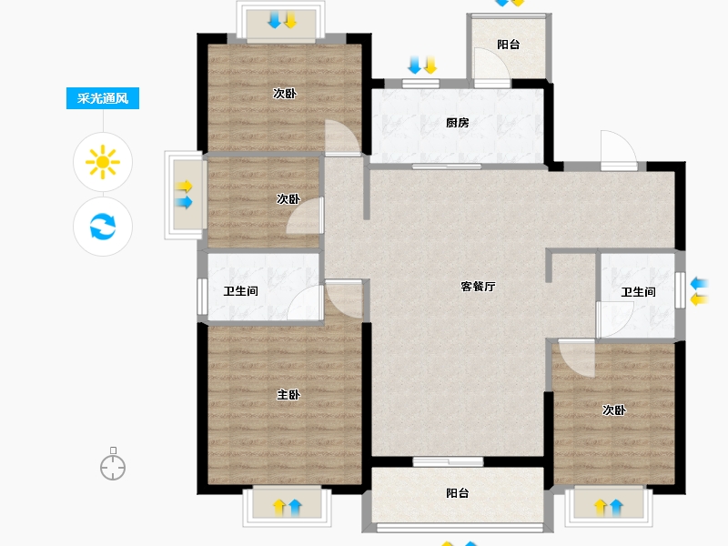 河北省-秦皇岛市-秦皇岛恒大悦府-119.00-户型库-采光通风