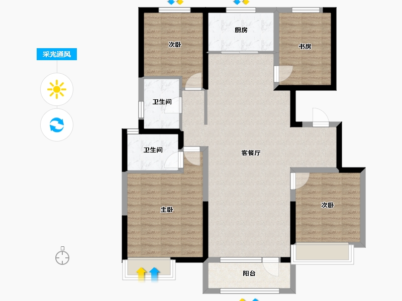 河北省-唐山市-中建府-110.51-户型库-采光通风