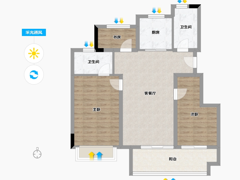 安徽省-黄山市-大家云锦-80.05-户型库-采光通风