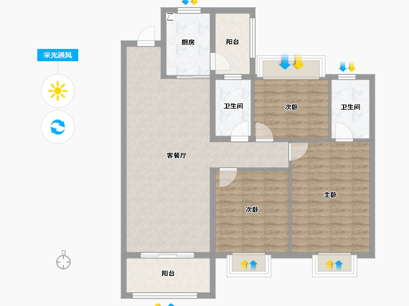 湖北省-黄冈市-福豪星庭-97.60-户型库-采光通风