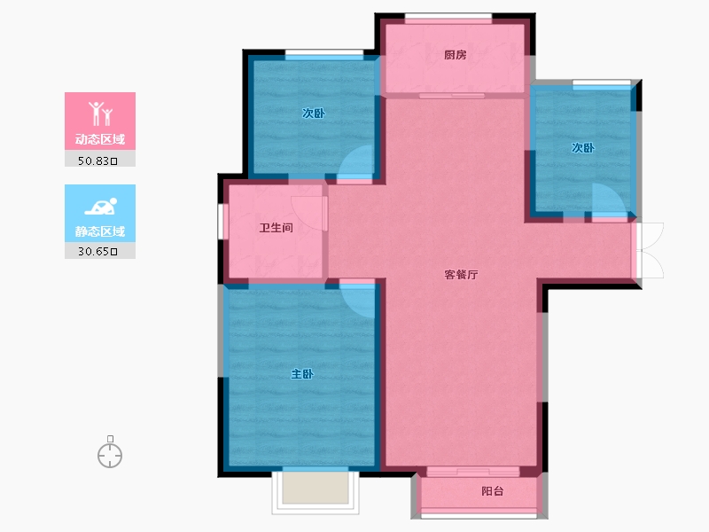 河北省-秦皇岛市-福港御景-72.63-户型库-动静分区