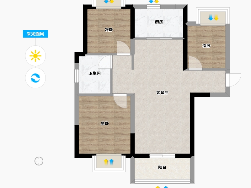 河北省-秦皇岛市-秦皇岛恒大悦府-64.10-户型库-采光通风