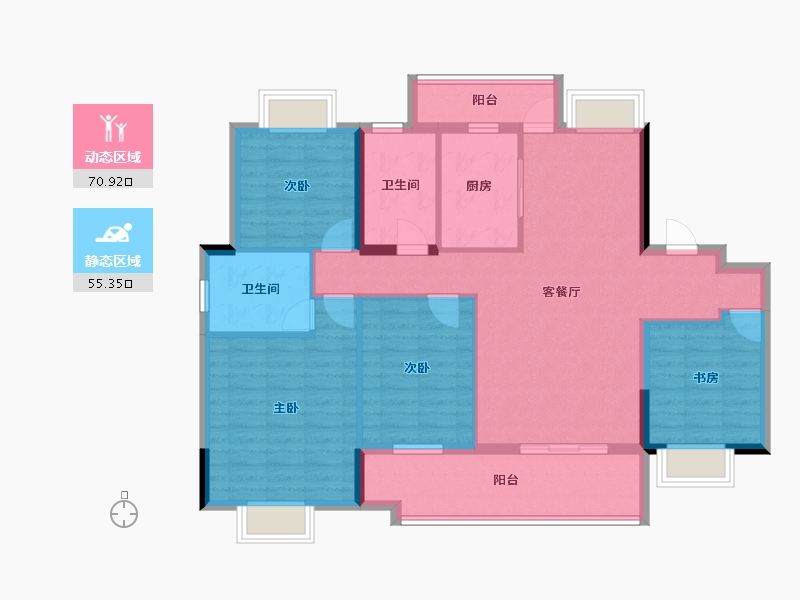 贵州省-铜仁市-天辰玖悦府-113.60-户型库-动静分区