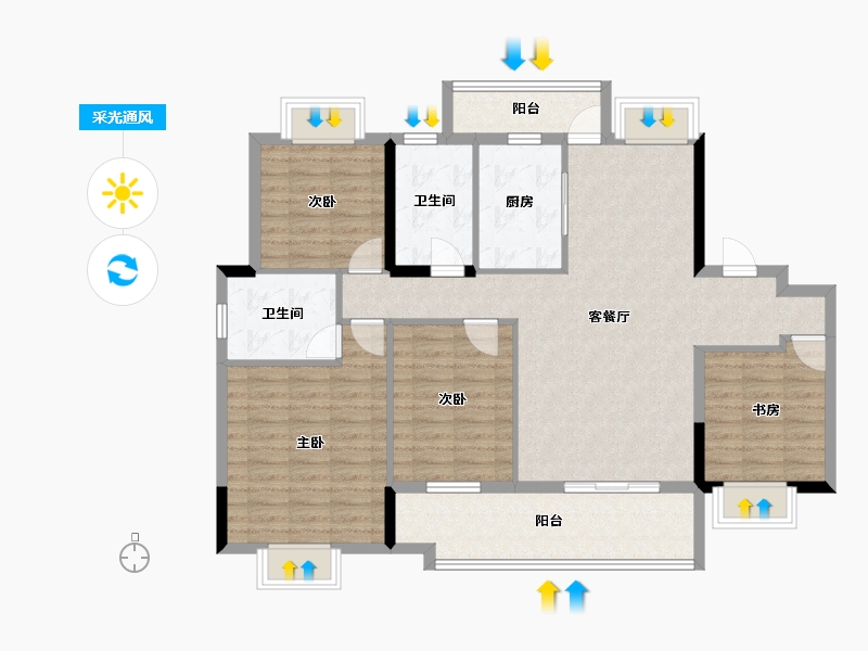 贵州省-铜仁市-天辰玖悦府-113.60-户型库-采光通风