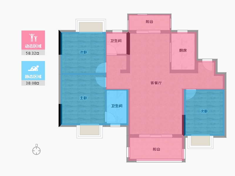 江西省-赣州市-星州润达城·璟园-86.40-户型库-动静分区