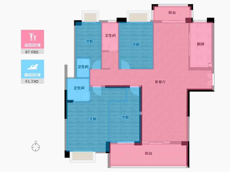 广东省-汕尾市-岁宝华府-135.08-户型库-动静分区