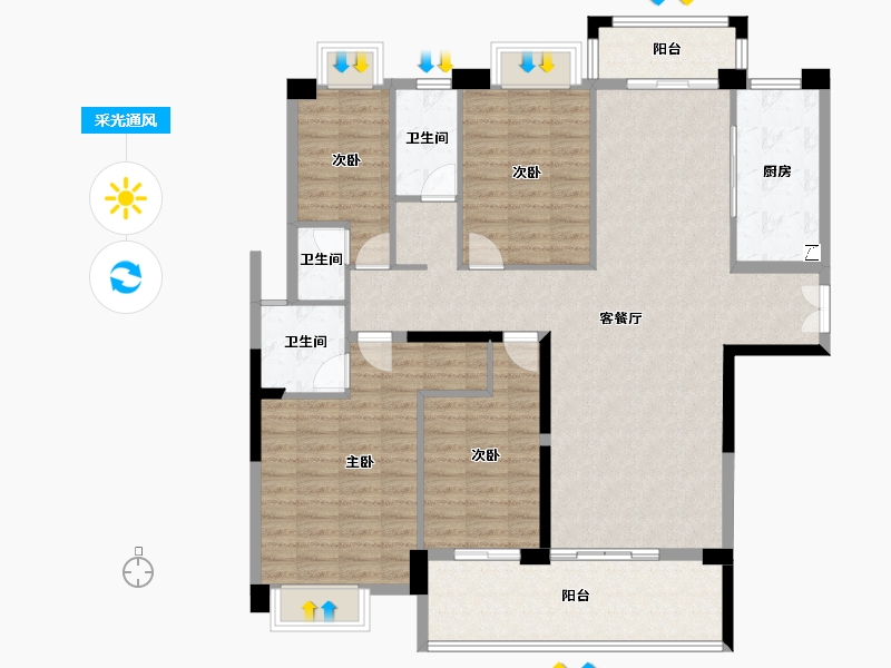 广东省-汕尾市-岁宝华府-135.08-户型库-采光通风