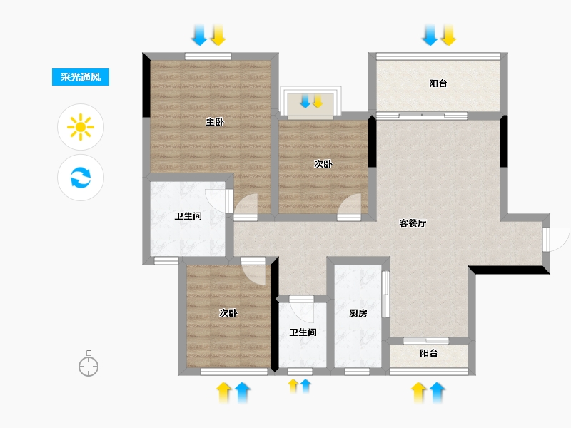 四川省-遂宁市-龙腾帝景-94.61-户型库-采光通风