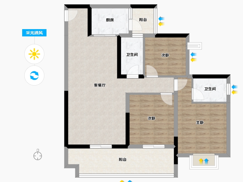 贵州省-铜仁市-优图宝润国际-93.88-户型库-采光通风