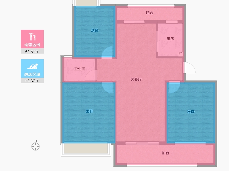 湖北省-黄冈市-长安世纪城-94.40-户型库-动静分区