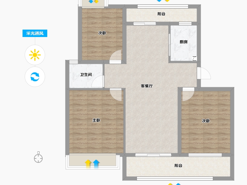 湖北省-黄冈市-长安世纪城-94.40-户型库-采光通风