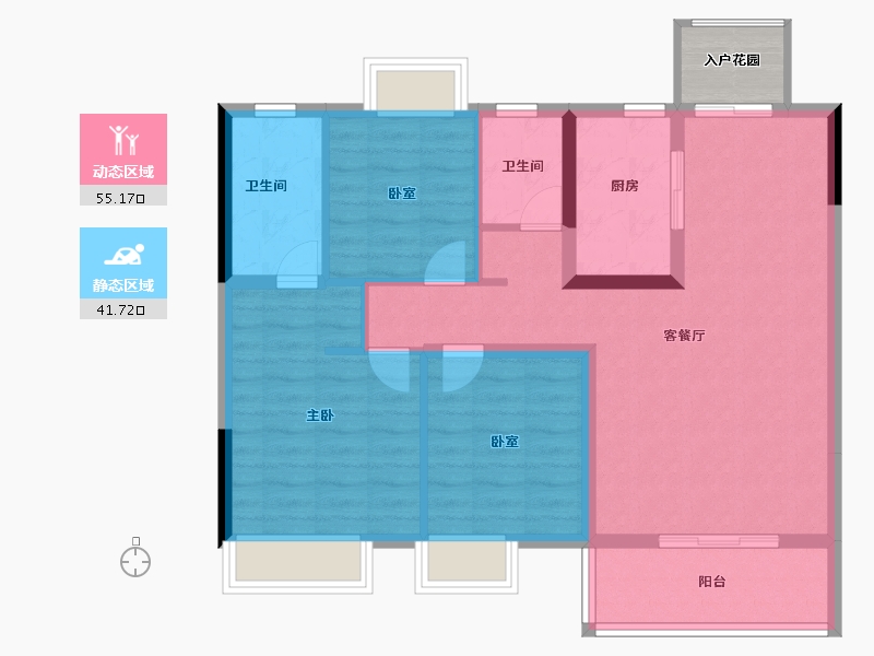 江西省-赣州市-星州润达城·璟园-89.60-户型库-动静分区