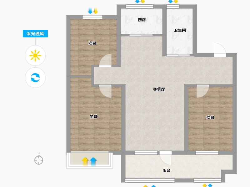 山东省-日照市-德瑞·锦绣学府-84.80-户型库-采光通风