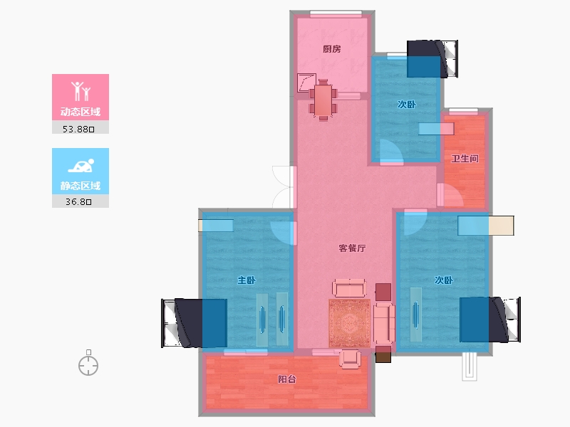 江苏省-淮安市-潮都望庄-80.19-户型库-动静分区