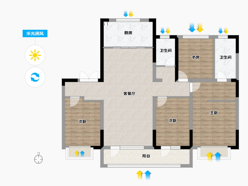 山东省-日照市-山钢·龙樾-119.20-户型库-采光通风