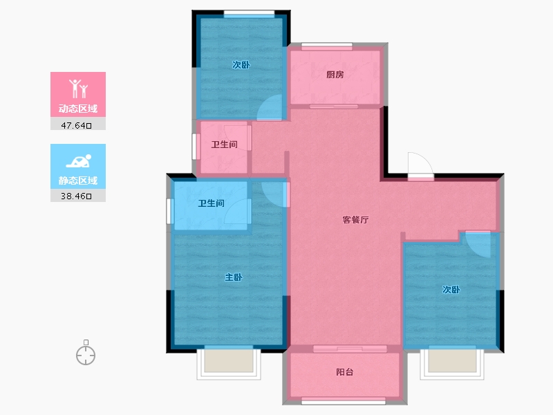 陕西省-榆林市-盛景蘭亭-76.97-户型库-动静分区