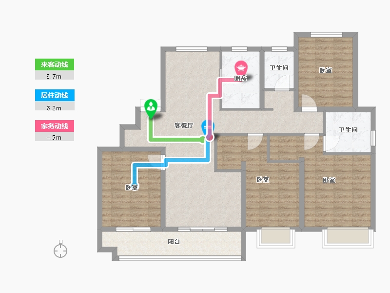 安徽省-蚌埠市-山水文园-115.25-户型库-动静线